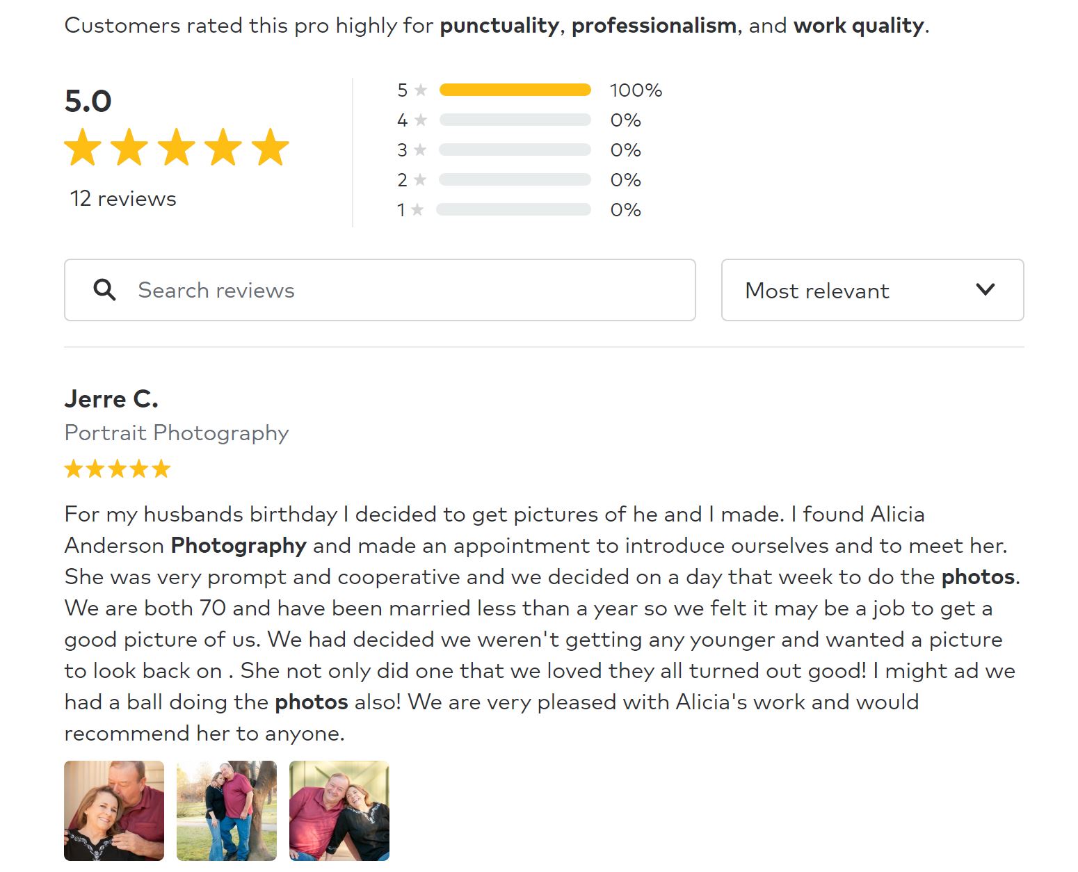 Alicia Anderson Wedding Photography Testimonial